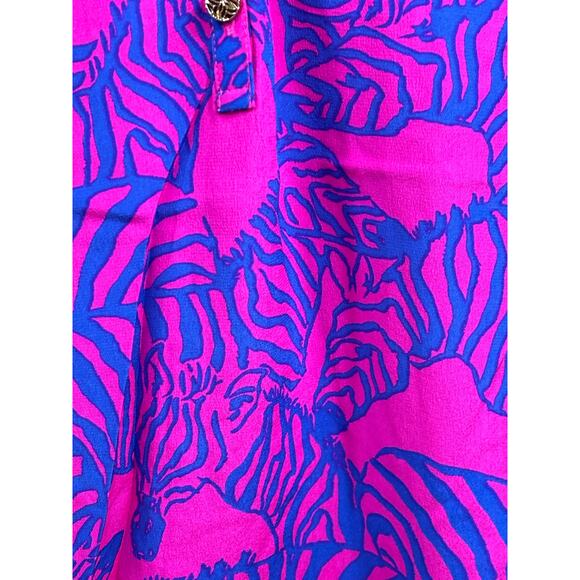 Lilly Pulitzer blue/pink Elsa zebra print silk top, resort, coastal, Palm Beach - Picture 4 of 6